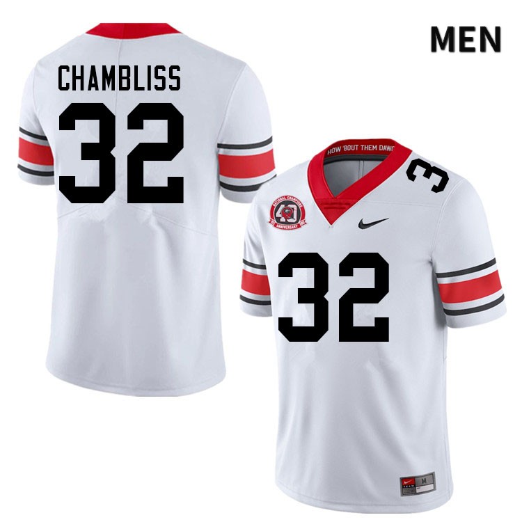 Georgia Bulldogs Men's Chaz Chambliss #32 White 1980 National Champions 40th Anniversary Stitched College UGA Football Jersey 23JP018QL